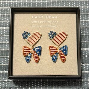 NEW | BAUBLEBAR | Stars and Stripes Patriotic Hear and Bow Earrings
